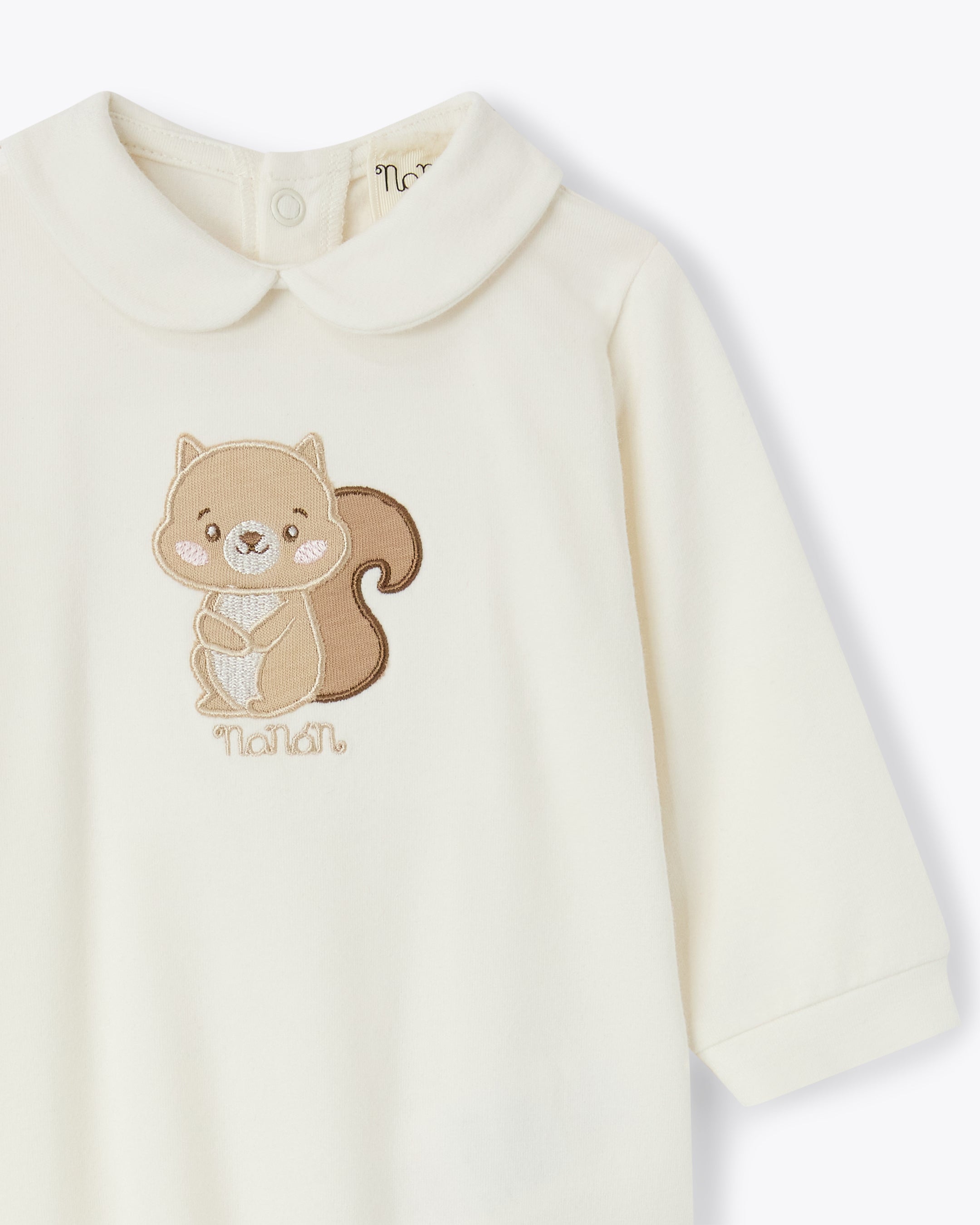 nanan-tutina-off-white-jersey-ricamo-scoiattolo-tutina-neonato image 6