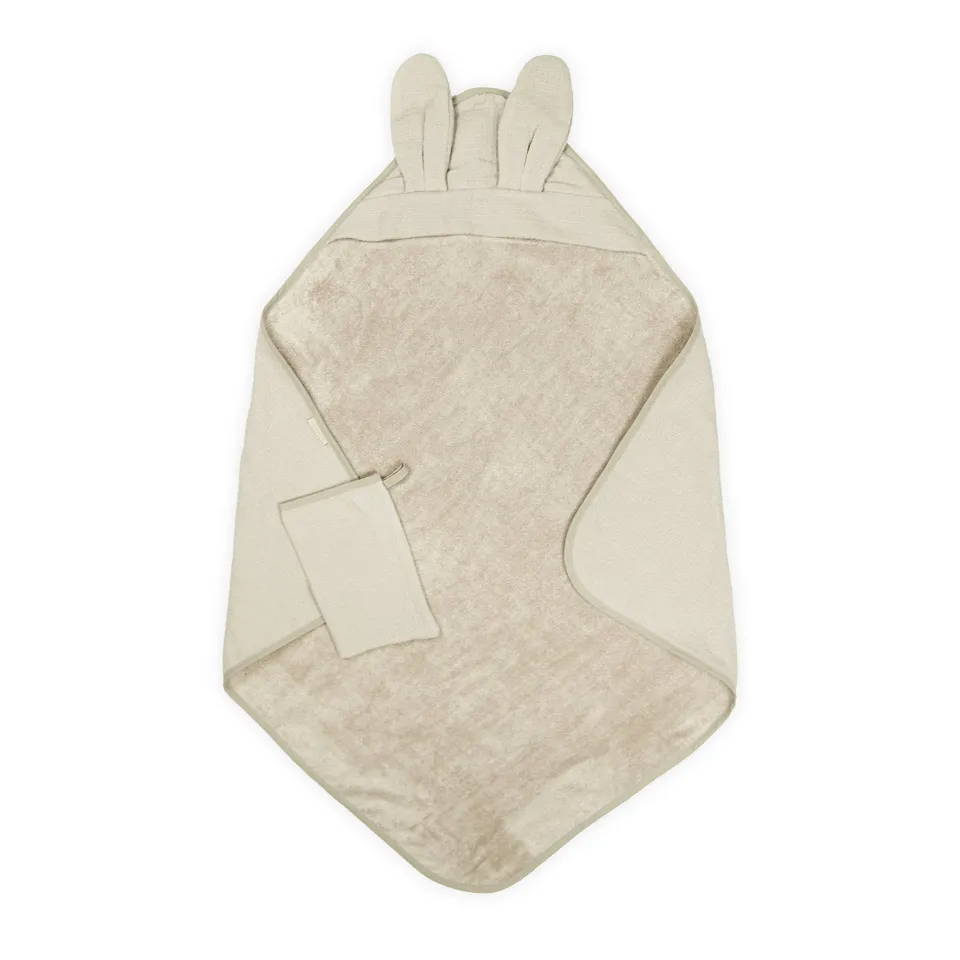 bamboom-bagno-duo-waffle-sea-breeze-355-asciugamano-con-cappuccio-guanto image 1