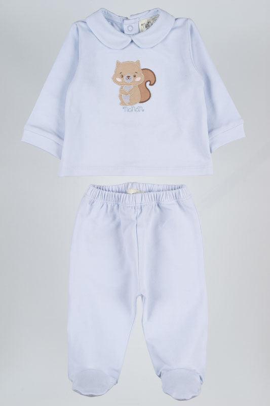 nanan-tutina-azzurra-2-pezzi-jersey-ricamo-scoiattolo-set-neonato image 4