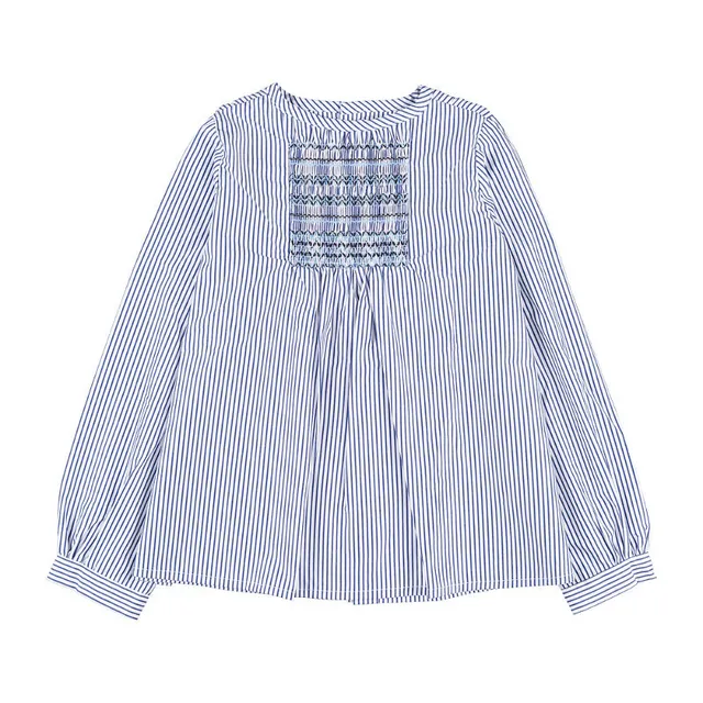 nanan-blusa-a-righe-blu-con-punto-smock image 1