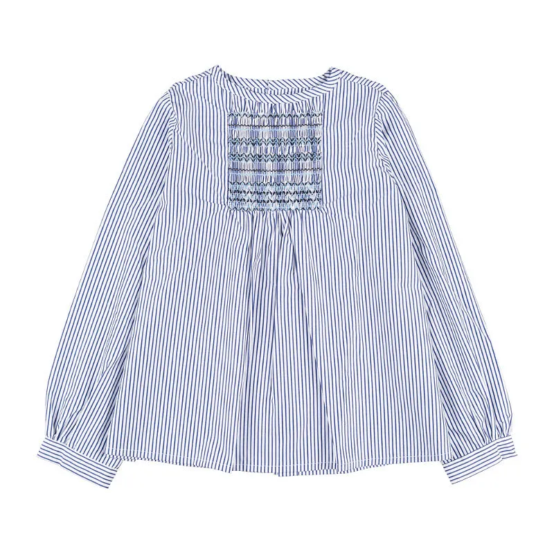 nanan-blusa-a-righe-blu-con-punto-smock image 1