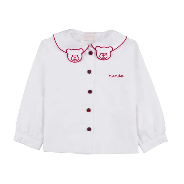nanan-camicia-bianca-con-colletto-orsetti-rossi-per-bimba image 1