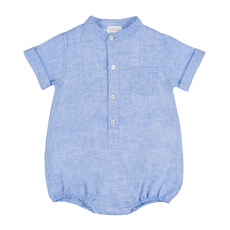 nanan-body-camicia-azzurra-in-lino-maniche-corte image 1
