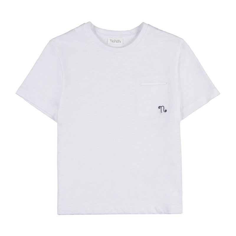 nanan-t-shirt-bianca-m-lange-con-taschina-e-ricamo-blu image 1