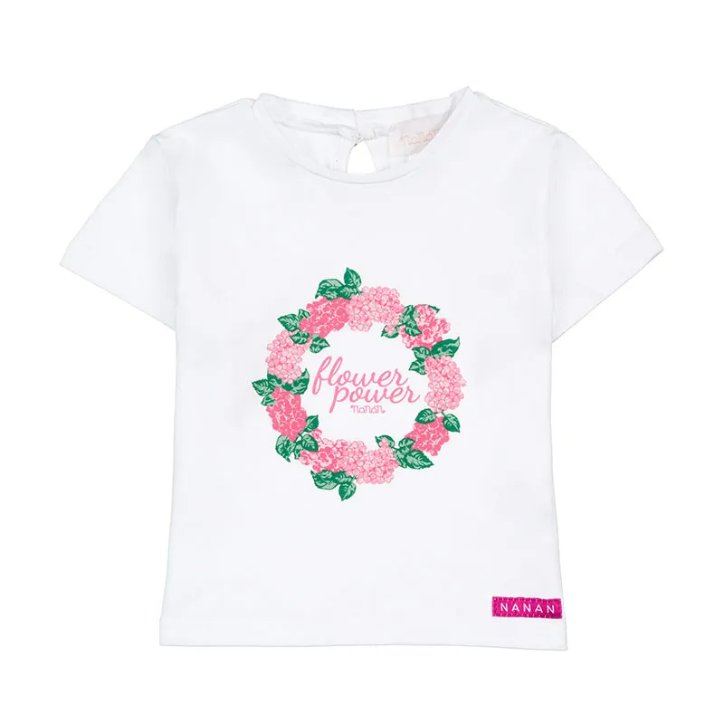 nanan-t-shirt-flower-power-bianca-con-ghirlanda-fiori image 1