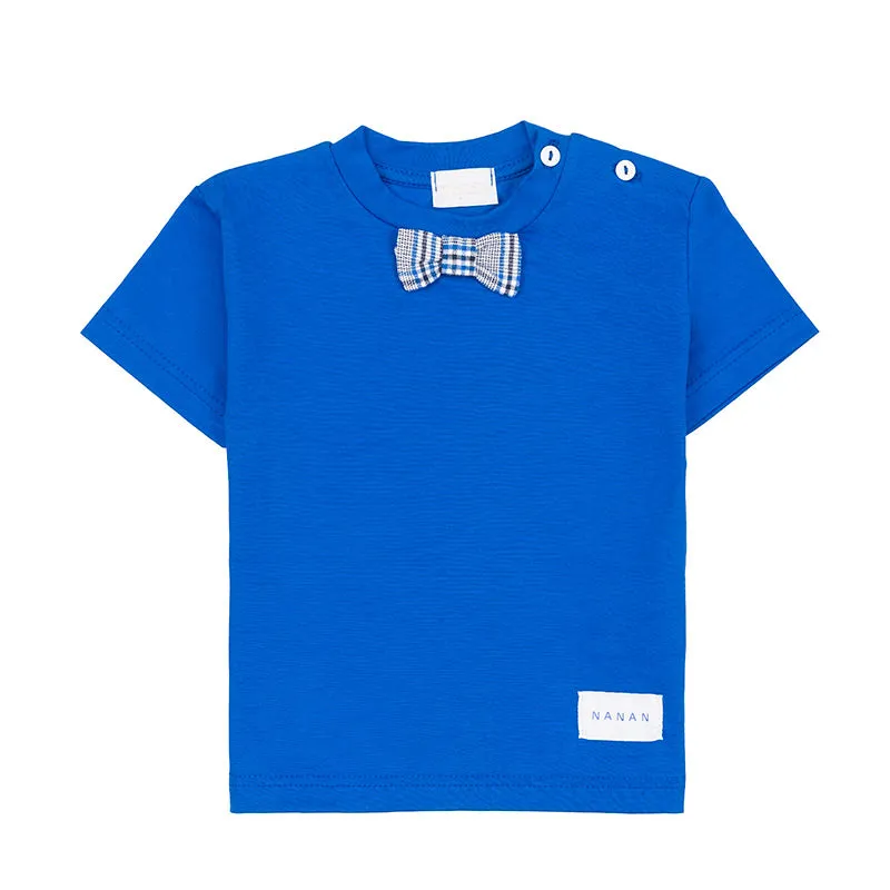 nanan-t-shirt-con-papillon-blu-scozzese-royal-neonato image 1
