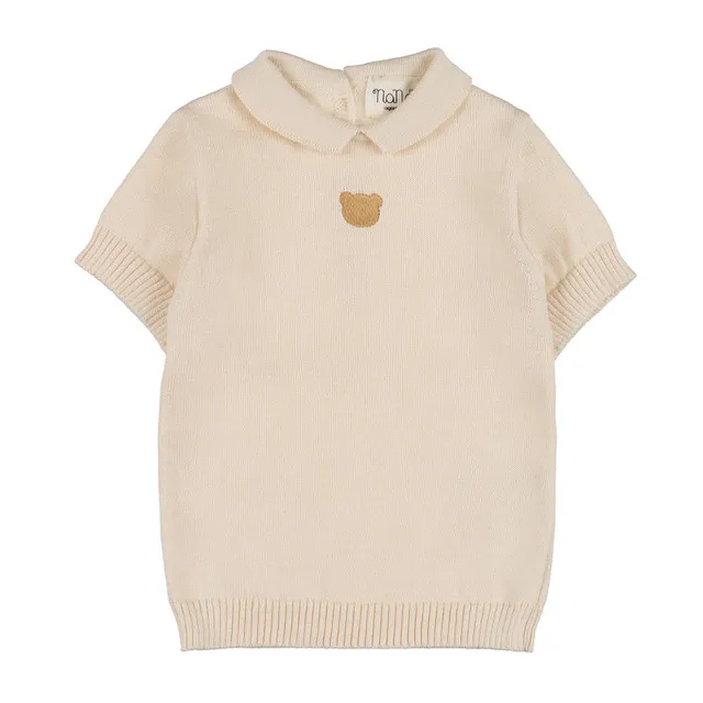 nanan-t-shirt-bambina-con-colletto-e-orsetto-ricamato image 1