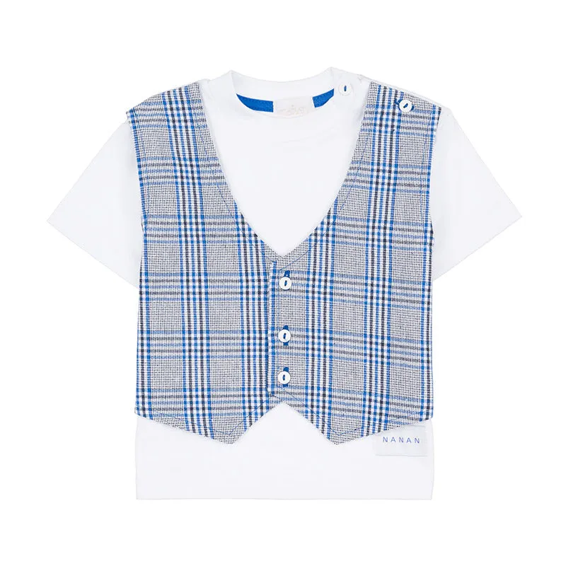 nanan-t-shirt-con-gilet-scozzese-blu-royal image 1