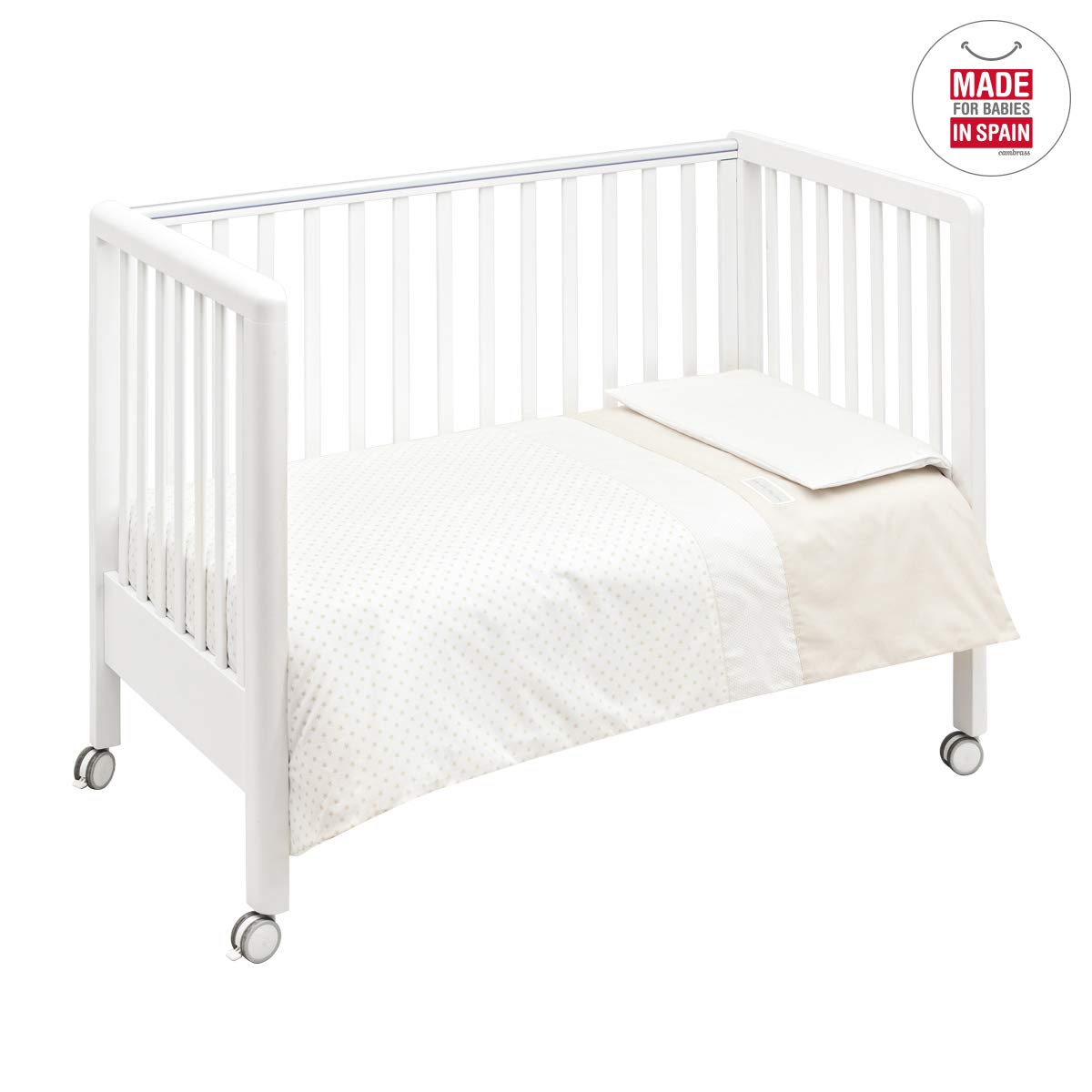 cambrass-35098-set-copripiumino-100x140-cm-federa-cuscino-star-beige image 2
