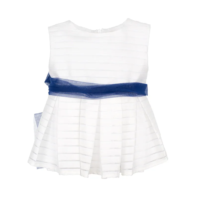 nanan-blusa-smanicata-blu-con-fascia-in-tulle image 1