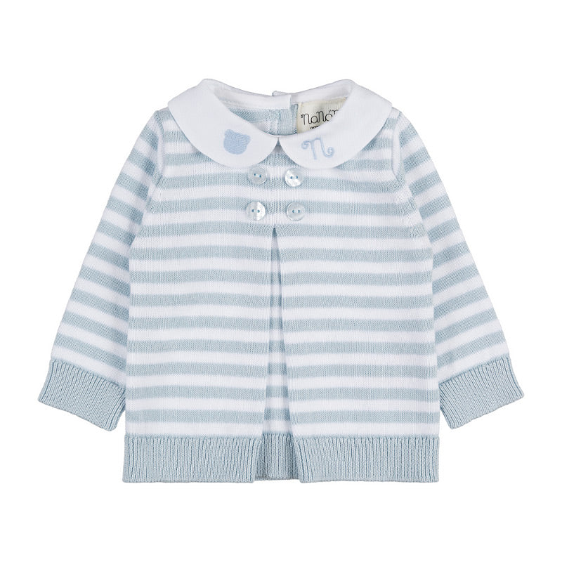nanan-tutina-due-pezzi-a-righe-azzurre-in-cotone-organico image 1