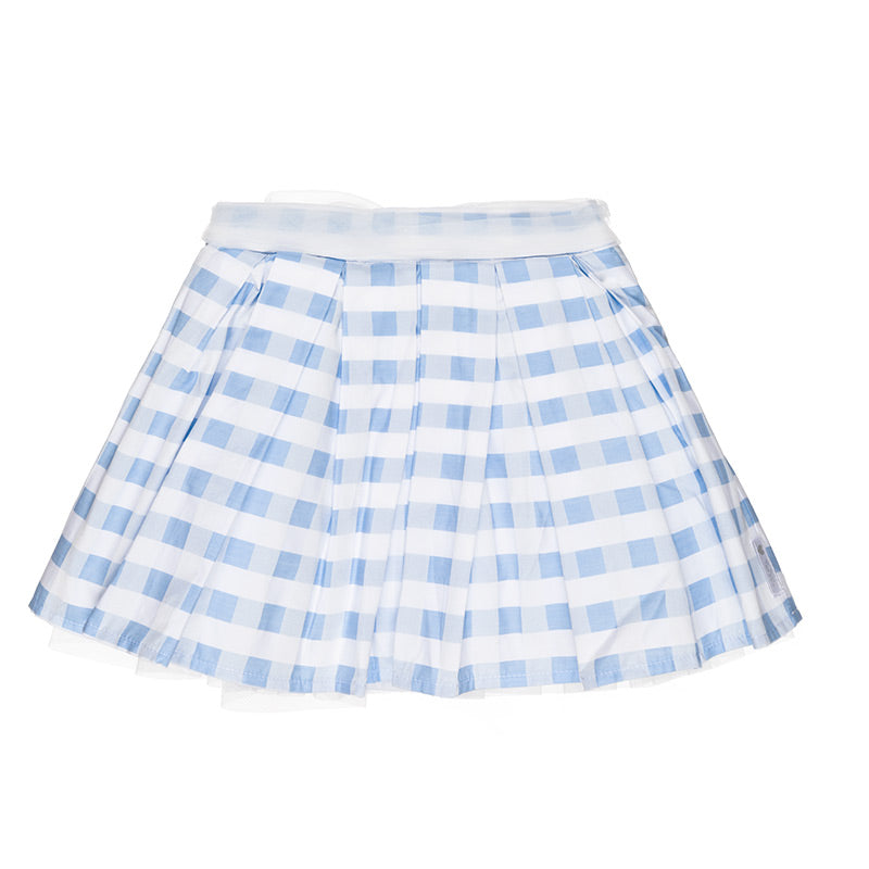 nanan-gonna-a-quadretti-azzurra-bimba-con-fodera-e-cintura-tulle image 1