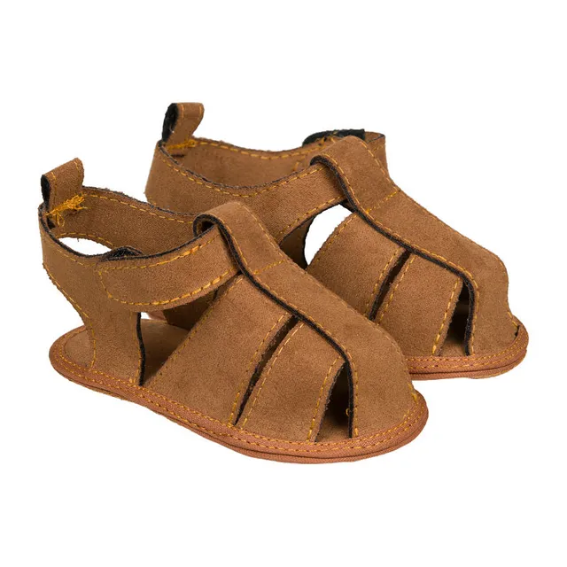 nanan-sandalo-neonato-marrone-in-camoscio-made-in-italy image 1