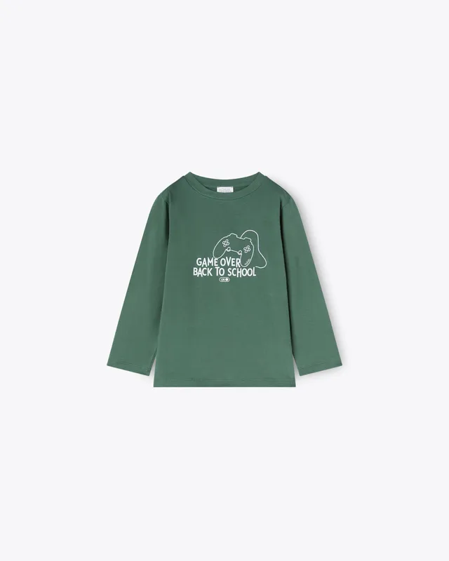 nanan-t-shirt-verde-manica-lunga-game-over image 1