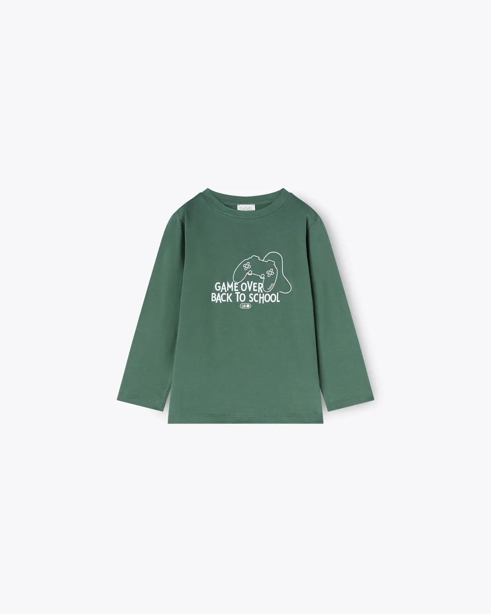 nanan-t-shirt-verde-manica-lunga-game-over image 1