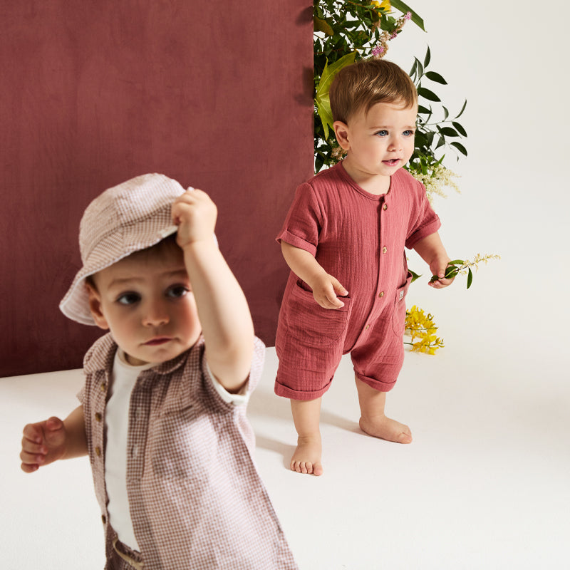 nanan-camicia-mezza-manica-vichy-marrone-bambino image 1