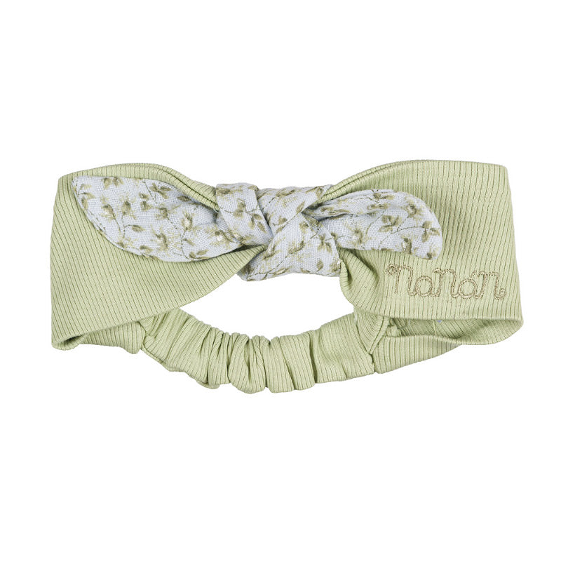 nanan-fascia-neonata-verde-a-coste-con-nodo-floreale image 1