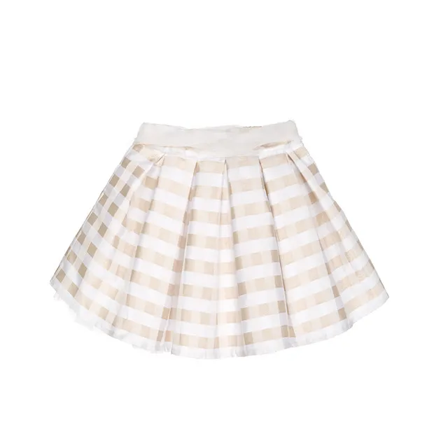 nanan-gonna-a-quadretti-beige-con-fodera-e-cintura-tulle image 1