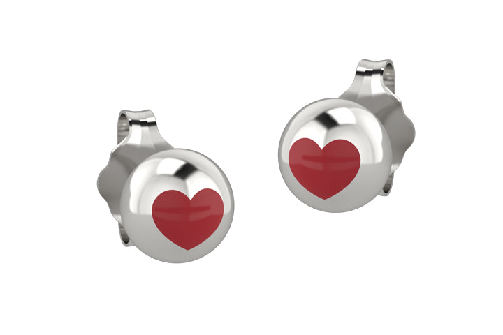 nanan-orecchini-boule-argento-925-con-cuore-rosso image 1