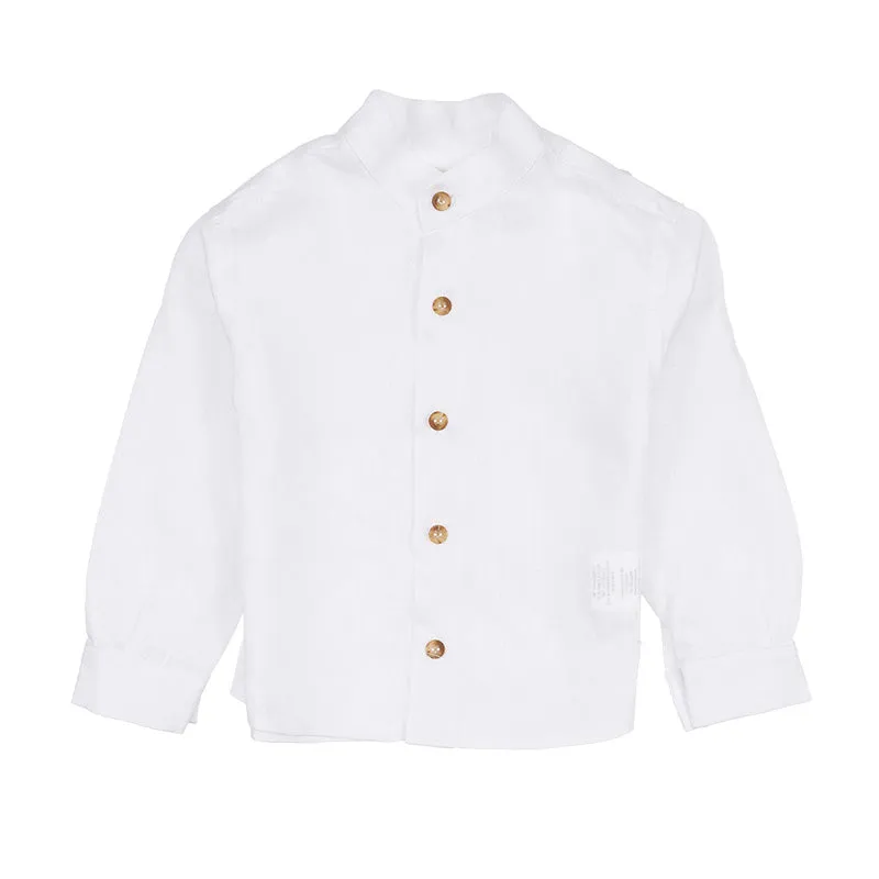nanan-camicia-coreana-bianca-in-lino-navy-camicia-elegante-bimbo image 1