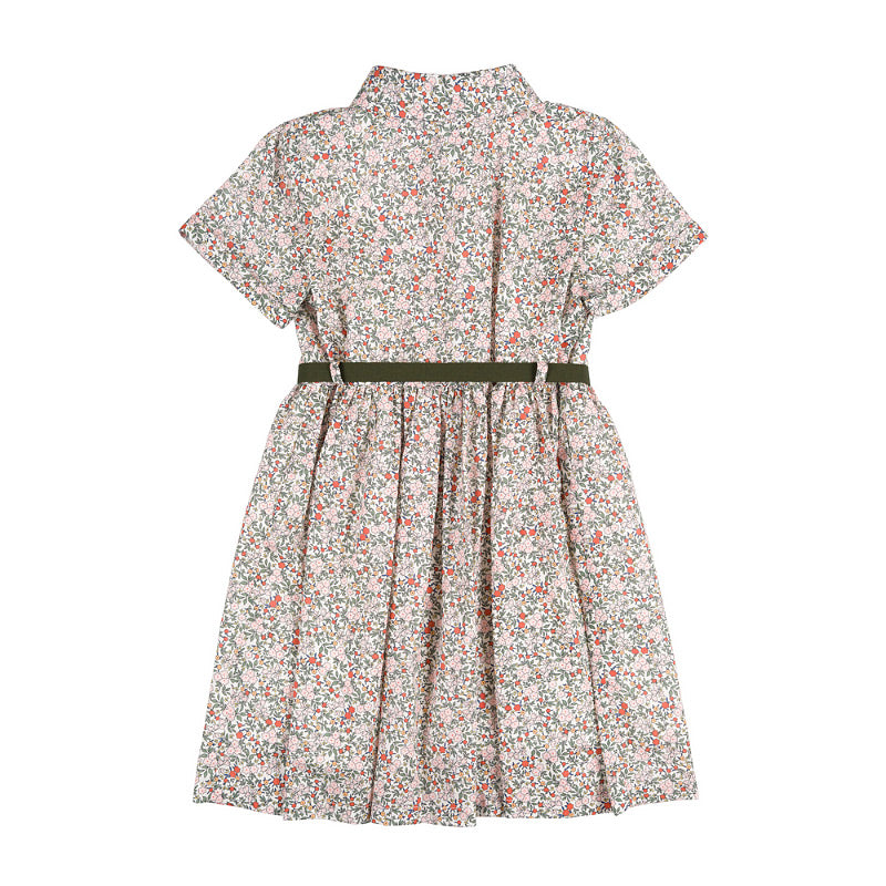 nanan-chemisier-verde-fiorato-con-cintura-made-in-italy-abito-bimba image 3