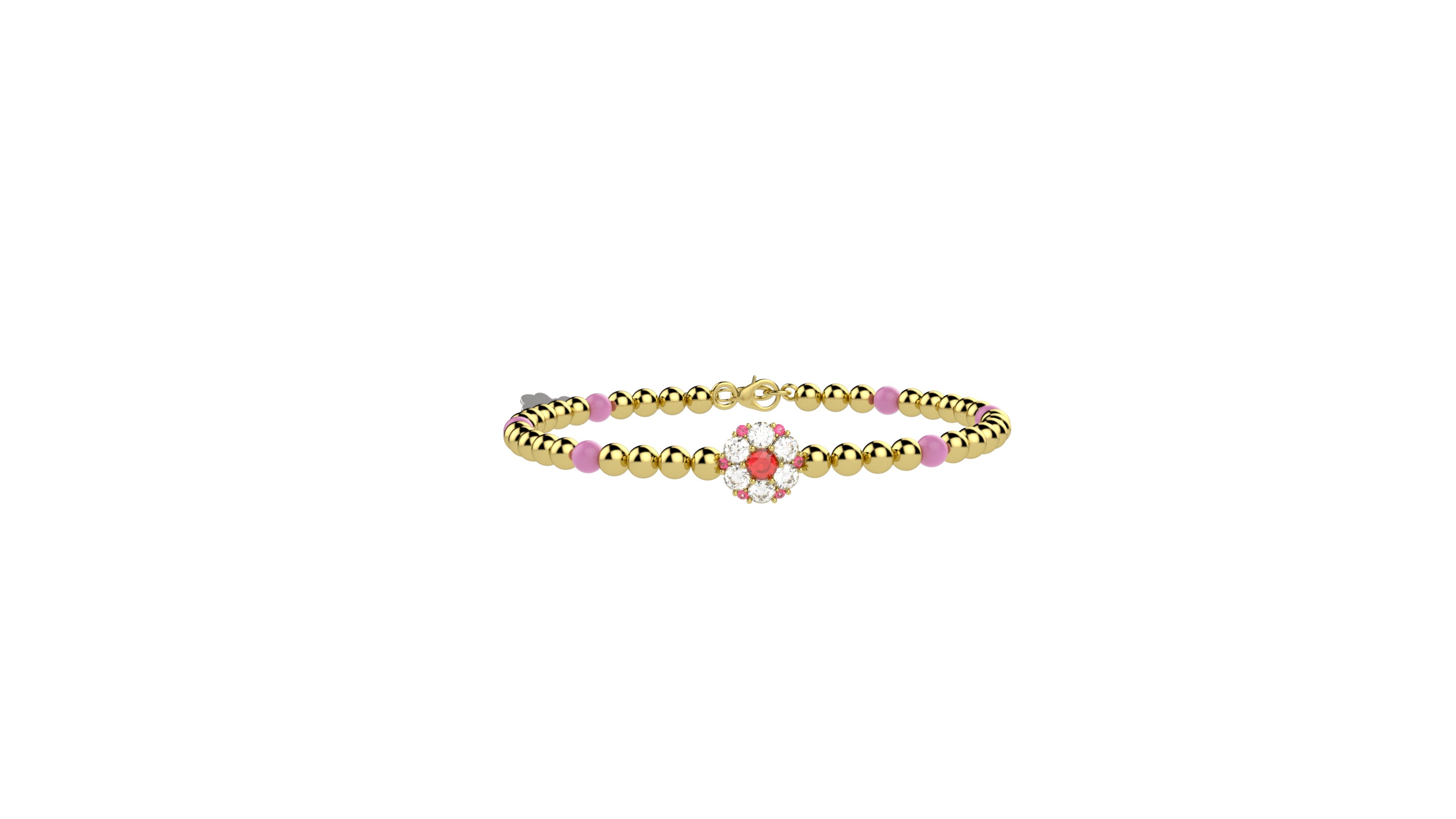 nanan-bijou-bracciale-fiori-di-luce-in-argento-925-e-pietra-rossa image 1
