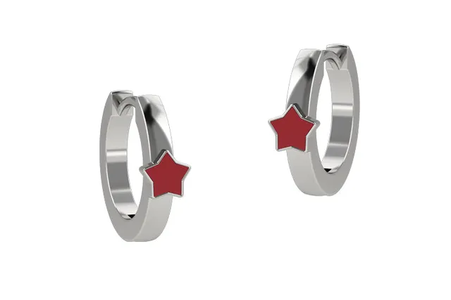 nanan-orecchini-cerchio-con-stellina-rossa-argento-925 image 1