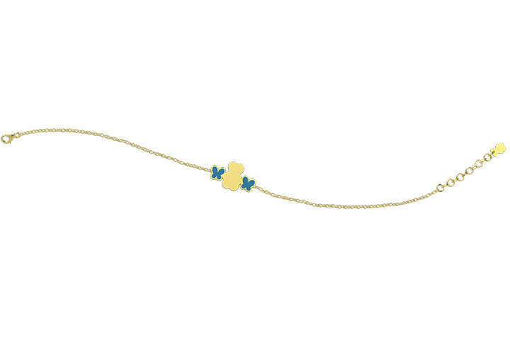 nanan-bracciale-con-orsetto-e-farfalline-azzurre-oro-9kt-13-15-cm image 2