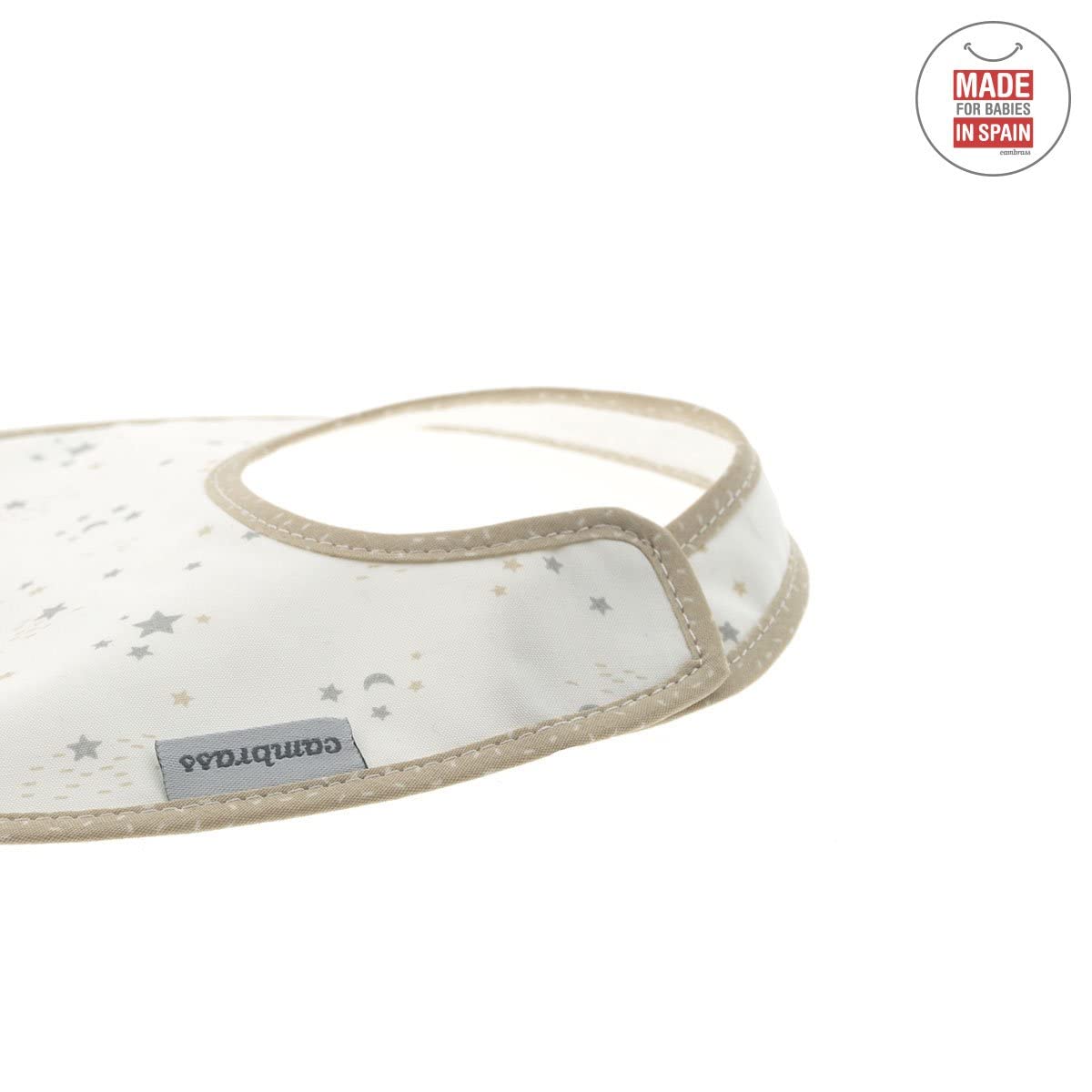 bavaglino-quadrato-con-velcro-cambrass-sky-beige-stella-20x26-cm image 4