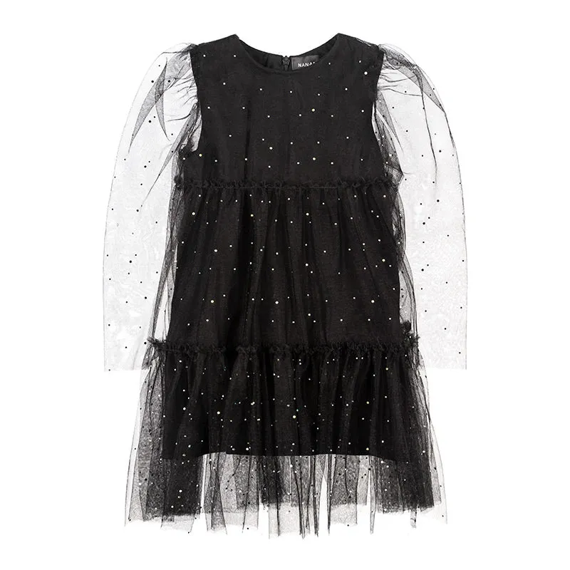 nanan-abito-full-strass-nero-con-balze image 1