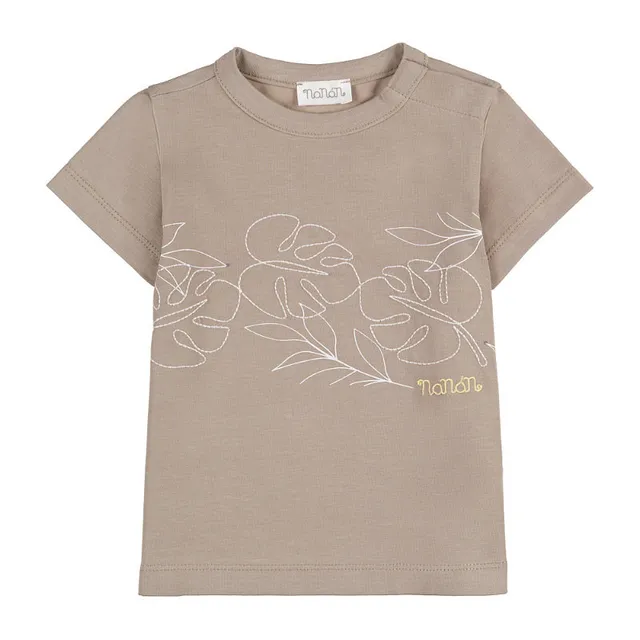 nanan-t-shirt-in-jersey-marrone-con-apertura-spalla image 1