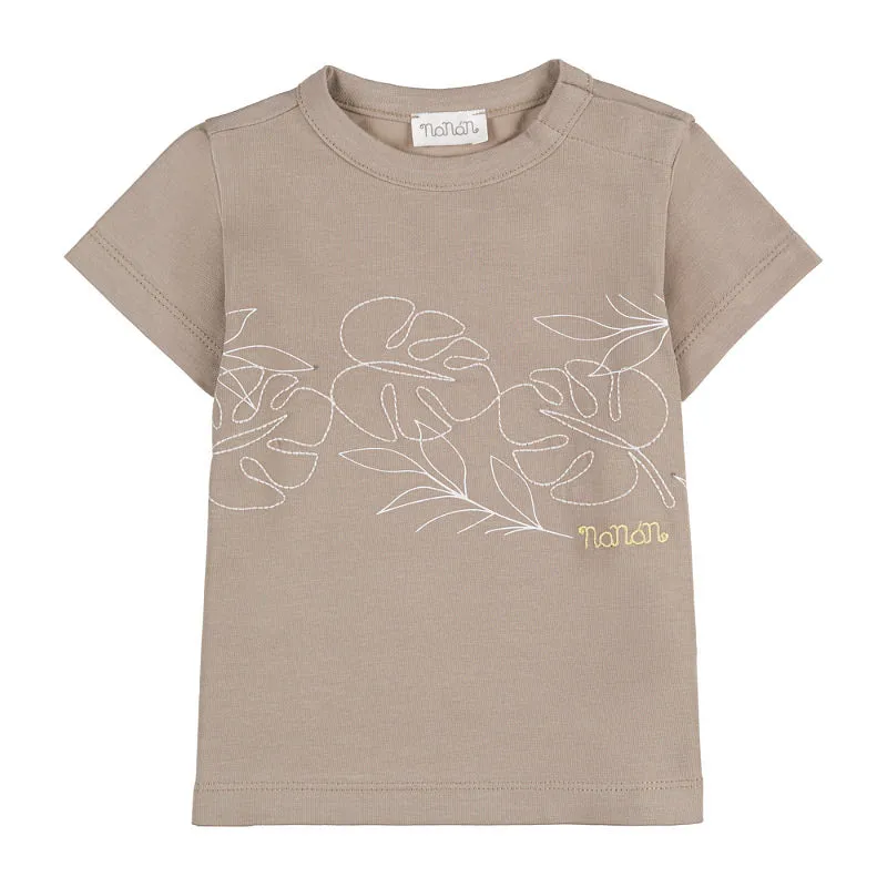 nanan-t-shirt-in-jersey-marrone-con-apertura-spalla image 1